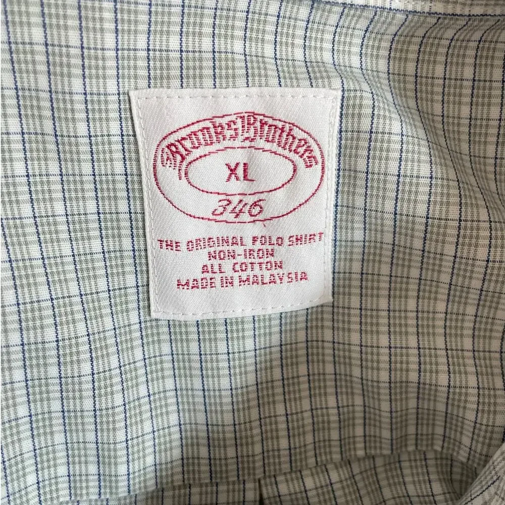 Brooks‎ Brothers Mens Shirt XL Blue Checked Button Up Preppy Travel Officewear